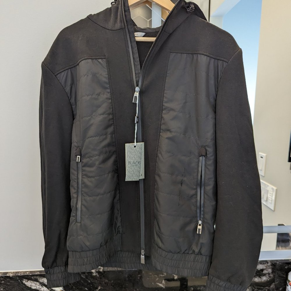 Canali Black Edition Hooded Track Jacket, 54R IT, NWT, FLAWED